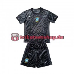 Brasilien Torwart Copa America 2024 Kinder Trikotset Auswärts Schwarz Kurzarm