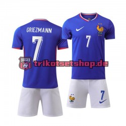 Frankreich Antoine Griezmann 7 Euro 2024 Kinder Trikotset Heim Blau Kurzarm