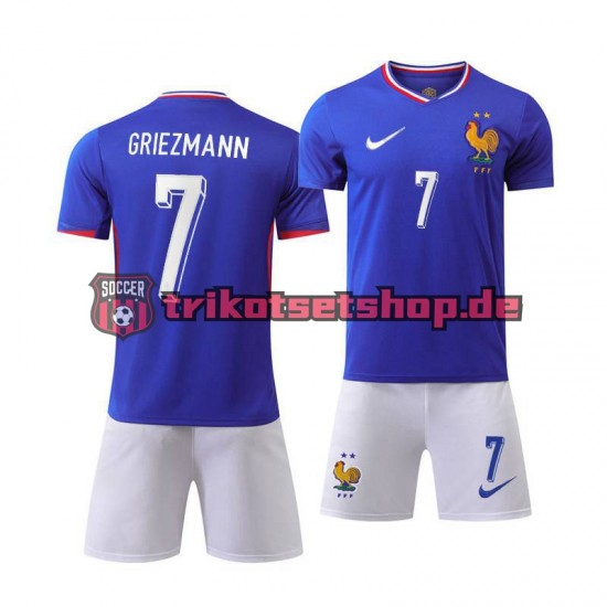 Frankreich Antoine Griezmann 7 Euro 2024 Kinder Trikotset Heim Blau Kurzarm