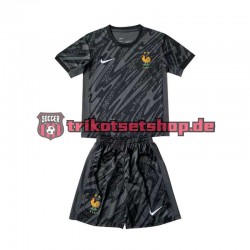 Frankreich Torwart Euro 2024 Kinder Trikotset Auswärts Schwarz Kurzarm