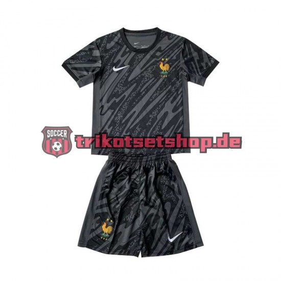Frankreich Torwart Euro 2024 Kinder Trikotset Auswärts Schwarz Kurzarm