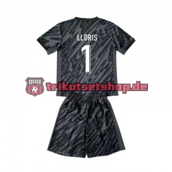 Frankreich Torwart Hugo Lloris 1 Euro 2024 Kinder Trikotset Auswärts Schwarz Kurzarm