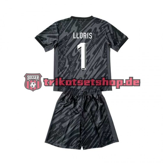 Frankreich Torwart Hugo Lloris 1 Euro 2024 Kinder Trikotset Auswärts Schwarz Kurzarm