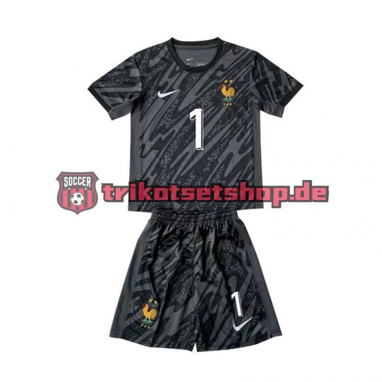 Frankreich Torwart Hugo Lloris 1 Euro 2024 Kinder Trikotset Auswärts Schwarz Kurzarm
