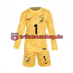 Frankreich Torwart Hugo Lloris 1 Euro 2024 Kinder Trikotset Heim Gelb Langarm