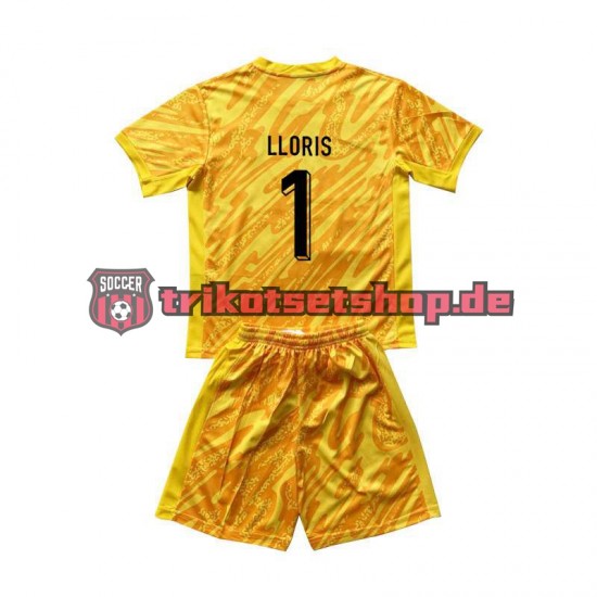 Frankreich Torwart Hugo Lloris 1 Euro 2024 Kinder Trikotset Heim Gelb Kurzarm