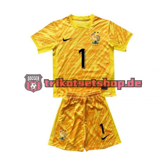 Frankreich Torwart Hugo Lloris 1 Euro 2024 Kinder Trikotset Heim Gelb Kurzarm
