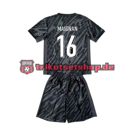 Frankreich Torwart Mike Maignan 16 Euro 2024 Kinder Trikotset Auswärts Schwarz Kurzarm