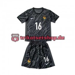 Frankreich Torwart Mike Maignan 16 Euro 2024 Kinder Trikotset Auswärts Schwarz Kurzarm