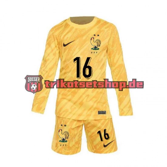 Frankreich Torwart Mike Maignan 16 Euro 2024 Kinder Trikotset Heim Gelb Langarm