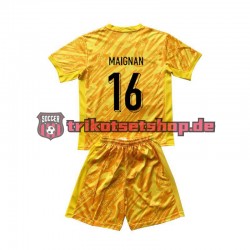 Frankreich Torwart Mike Maignan 16 Euro 2024 Kinder Trikotset Heim Gelb Kurzarm
