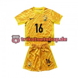 Frankreich Torwart Mike Maignan 16 Euro 2024 Kinder Trikotset Heim Gelb Kurzarm