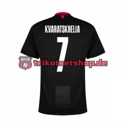 Georgien Kvaratskhelia 7 Euro 2024 Herren Trikot Auswärts Schwarz Kurzarm