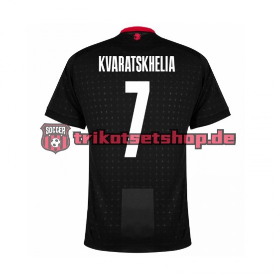 Georgien Kvaratskhelia 7 Euro 2024 Herren Trikot Auswärts Schwarz Kurzarm