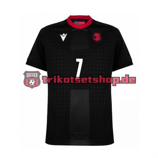 Georgien Kvaratskhelia 7 Euro 2024 Herren Trikot Auswärts Schwarz Kurzarm