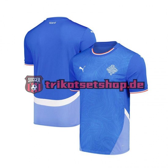 Island 2024 Herren Trikot Heim Blau Kurzarm