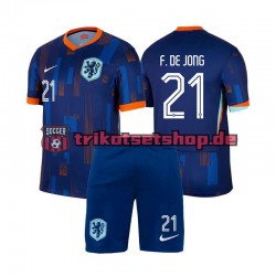 Niederlande Frenkie de Jong 21 Euro 2024 Kinder Trikotset Auswärts Kurzarm