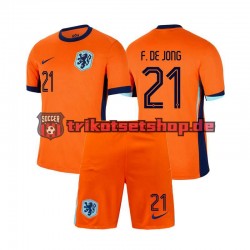 Niederlande Frenkie de Jong 21 Euro 2024 Kinder Trikotset Heim Kurzarm