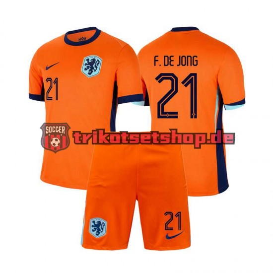 Niederlande Frenkie de Jong 21 Euro 2024 Kinder Trikotset Heim Kurzarm