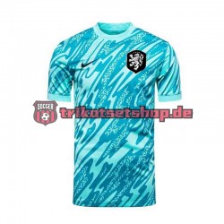 Niederlande Torwart Euro 2024 Herren Trikot Ausweich Blau Kurzarm