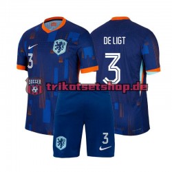Niederlande Matthijs de Ligt 3 Euro 2024 Kinder Trikotset Auswärts Kurzarm
