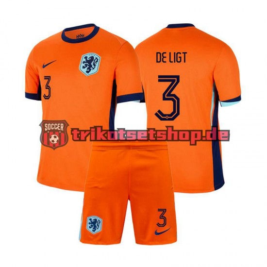 Niederlande Matthijs de Ligt 3 Euro 2024 Kinder Trikotset Heim Kurzarm
