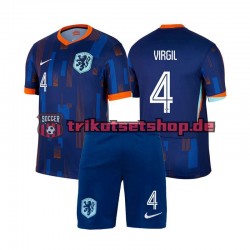 Niederlande Virgil van Dijk 4 Euro 2024 Kinder Trikotset Auswärts Kurzarm