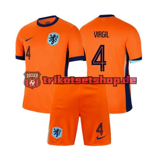 Niederlande Virgil van Dijk 4 Euro 2024 Kinder Trikotset Heim Kurzarm