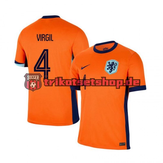 Niederlande Virgil van Dijk 4 Euro 2024 Herren Trikot Heim Kurzarm