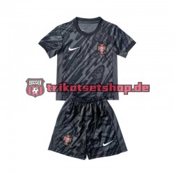 Portugal Torwart Euro 2024 Kinder Trikotset Auswärts Schwarz Kurzarm