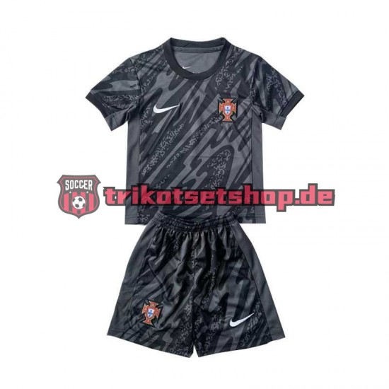 Portugal Torwart Euro 2024 Kinder Trikotset Auswärts Schwarz Kurzarm
