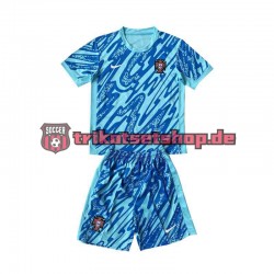 Portugal Torwart Euro 2024 Kinder Trikotset Ausweich Blau Kurzarm