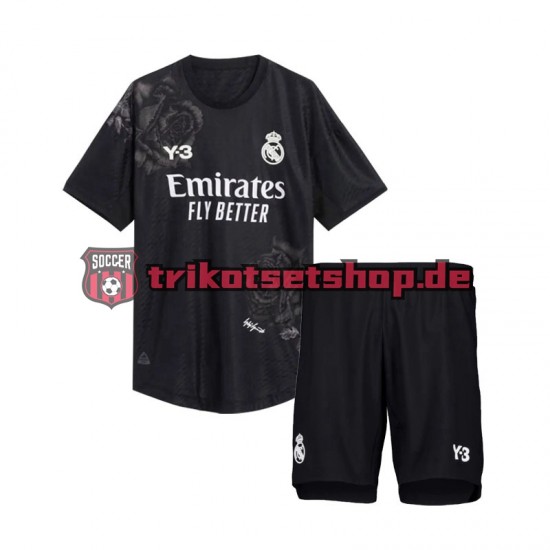 Real Madrid Torwart Y3 2023-2024 Kinder Trikotset Viertes Schwarz Kurzarm
