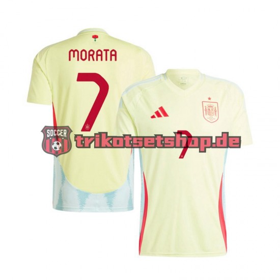 Spanien Alvaro Morata 7 Euro 2024 Herren Trikot Auswärts Kurzarm