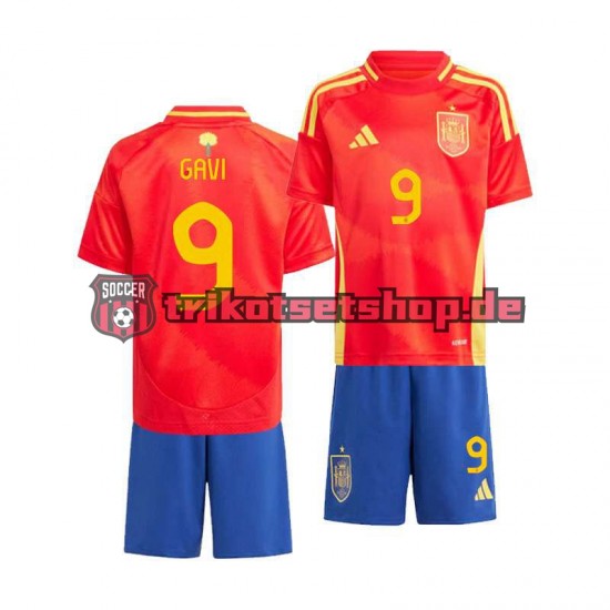 Spanien Gavi 9 Euro 2024 Kinder Trikotset Heim Kurzarm