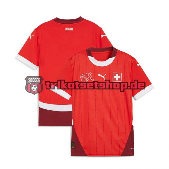 Schweiz Euro 2024 Herren Trikot Heim Rot Kurzarm