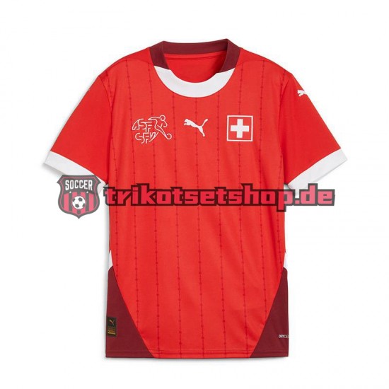 Schweiz Euro 2024 Herren Trikot Heim Rot Kurzarm