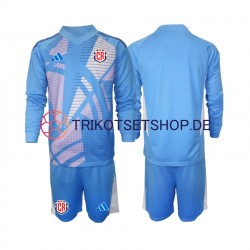 Costa Rica Torwart 2024 Kinder Trikotset Heim Blau Langarm