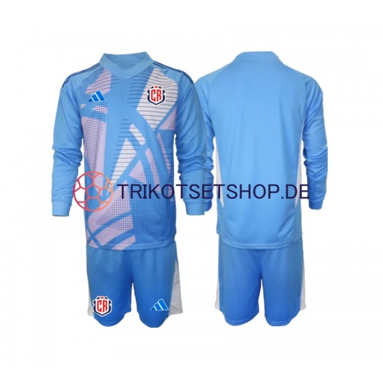 Costa Rica Torwart 2024 Kinder Trikotset Heim Blau Langarm