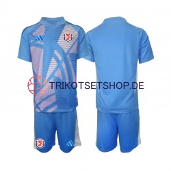 Costa Rica Torwart 2024 Kinder Trikotset Heim Blau Kurzarm
