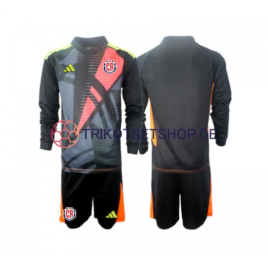 Costa Rica Torwart 2024 Kinder Trikotset Ausweich Schwarz Langarm