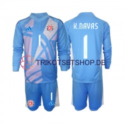 Costa Rica Torwart Keylor Navas 1 2024 Kinder Trikotset Heim Blau Langarm