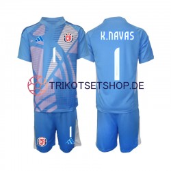 Costa Rica Torwart Keylor Navas 1 2024 Kinder Trikotset Heim Blau Kurzarm