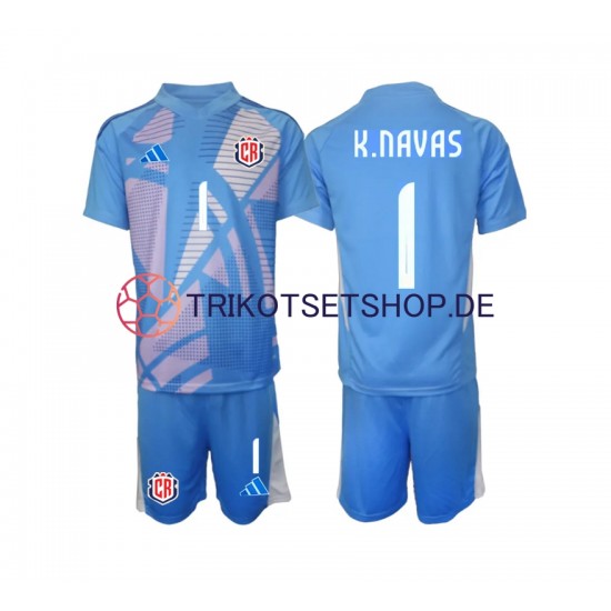 Costa Rica Torwart Keylor Navas 1 2024 Kinder Trikotset Heim Blau Kurzarm