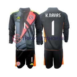 Costa Rica Torwart Keylor Navas 1 2024 Kinder Trikotset Ausweich Schwarz Langarm