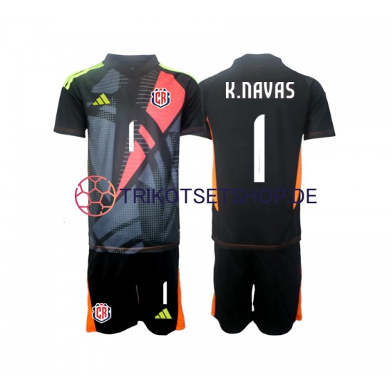 Costa Rica Torwart Keylor Navas 1 2024 Kinder Trikotset Ausweich Schwarz Kurzarm