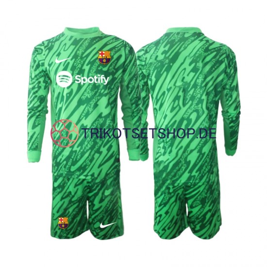 FC Barcelona Torwart 2024-2025 Kinder Trikotset Heim Grün Langarm