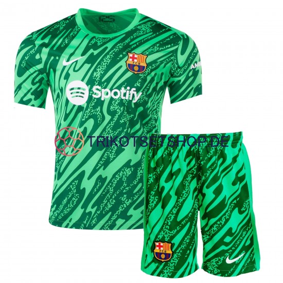 FC Barcelona Torwart 2024-2025 Kinder Trikotset Heim Grün Kurzarm