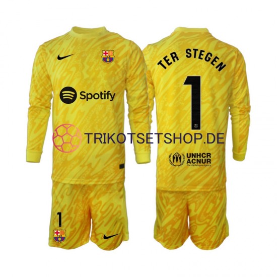 FC Barcelona Torwart Ter Stegen 1 2024-2025 Kinder Trikotset Auswärts Langarm