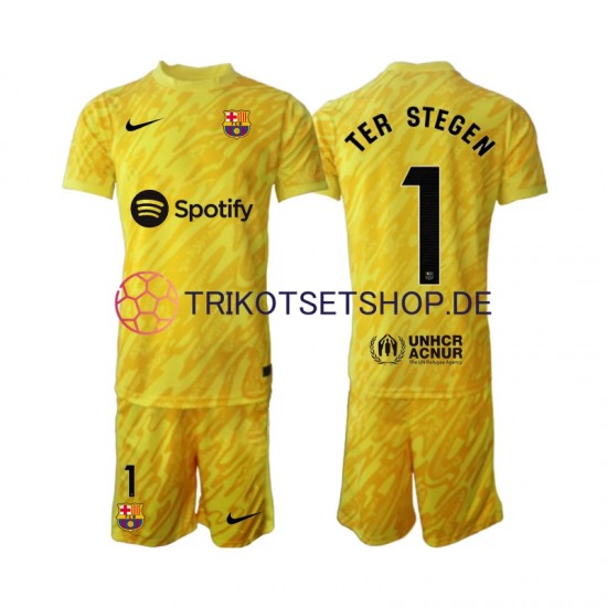FC Barcelona Torwart Ter Stegen 1 2024-2025 Kinder Trikotset Auswärts Kurzarm